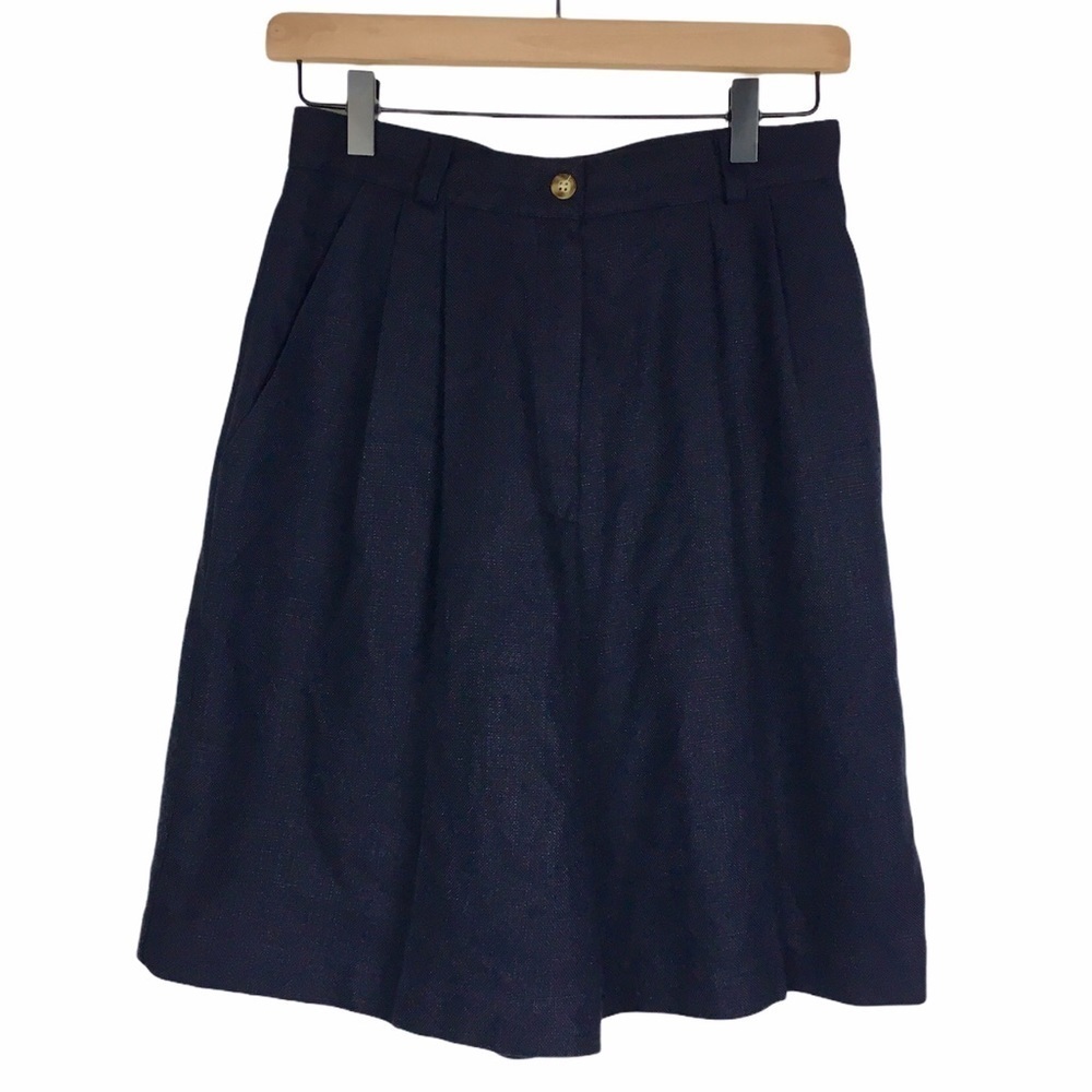 VINTAGE Mom Shorts Ultra High Waist Woven Navy Blue 80s 90s Retro Golf Size 8